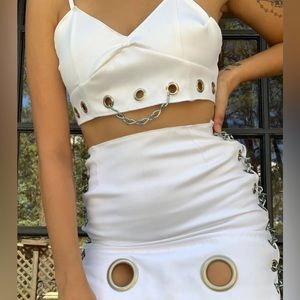 White Rave Chained Two Piece Dress